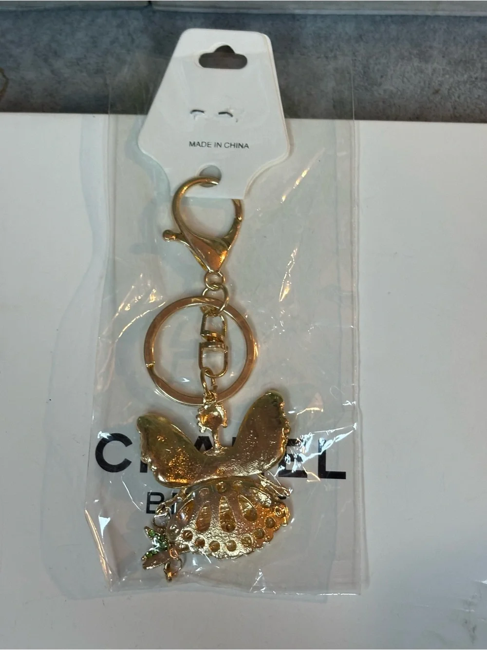 Fashion Jewelry Gold-Tone Fairy 🧚 Bag Charm-keychain with Green and Yellow